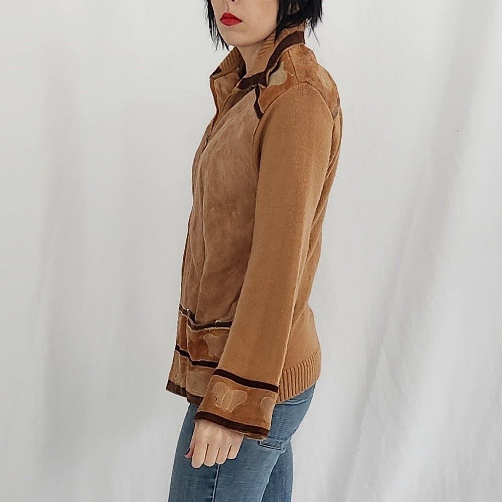 70s Kmart Suede n Knit Butterfly Jacket