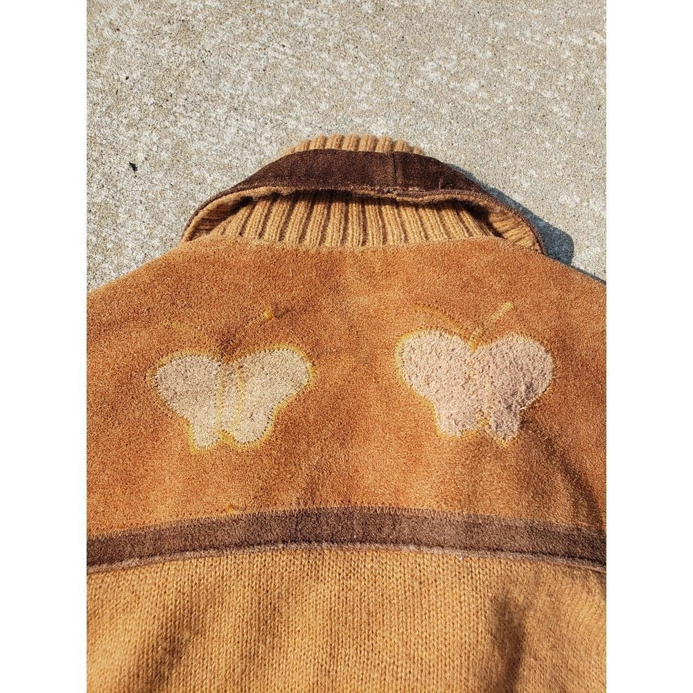 70s Kmart Suede n Knit Butterfly Jacket