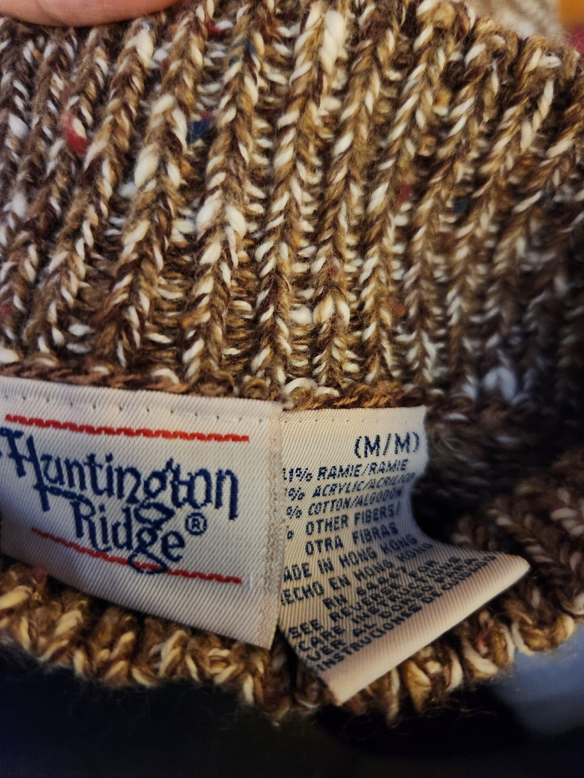 90s Cream and Brown Oversize Sweater