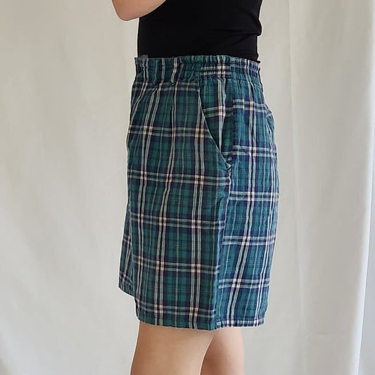 90s Green and Blue Plaid Shorts