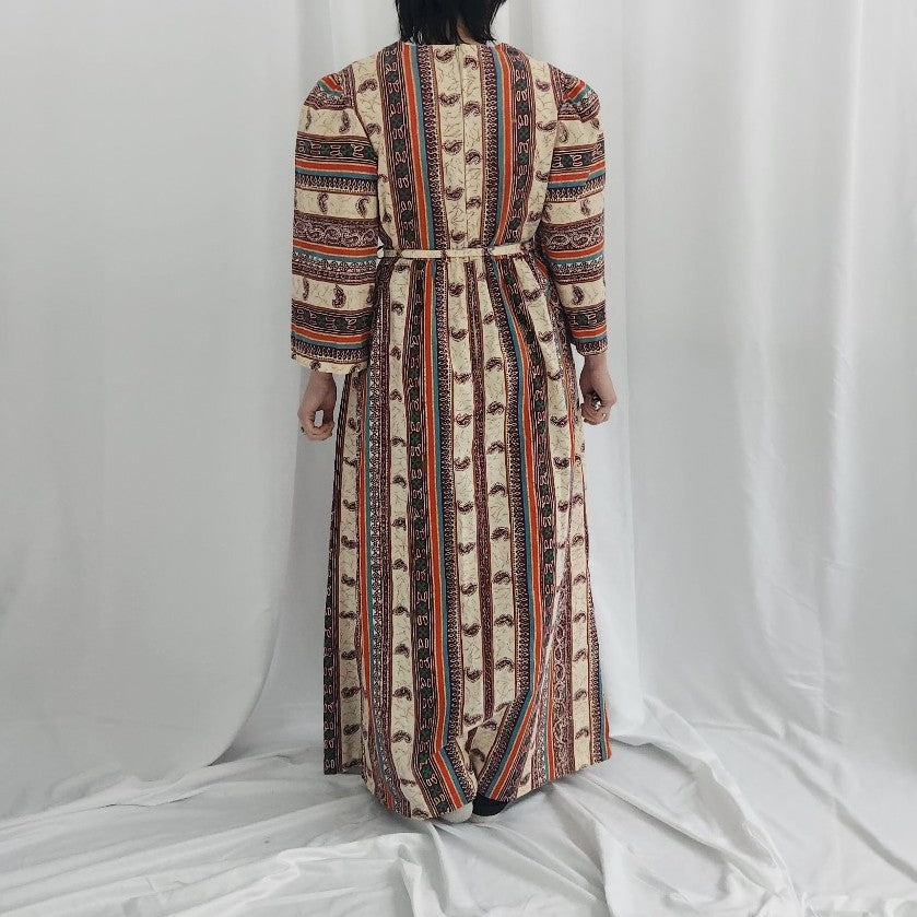 70s 100% Cotton JCP Loungewear Paisley Maxi Dress
