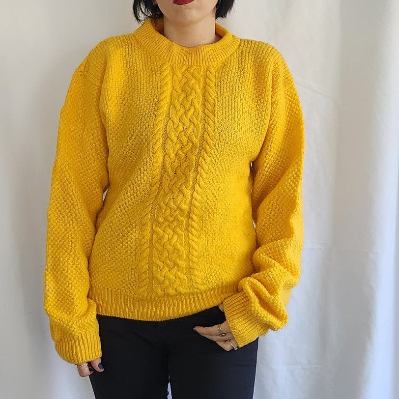 80s Bright Yellow Wool Sweater