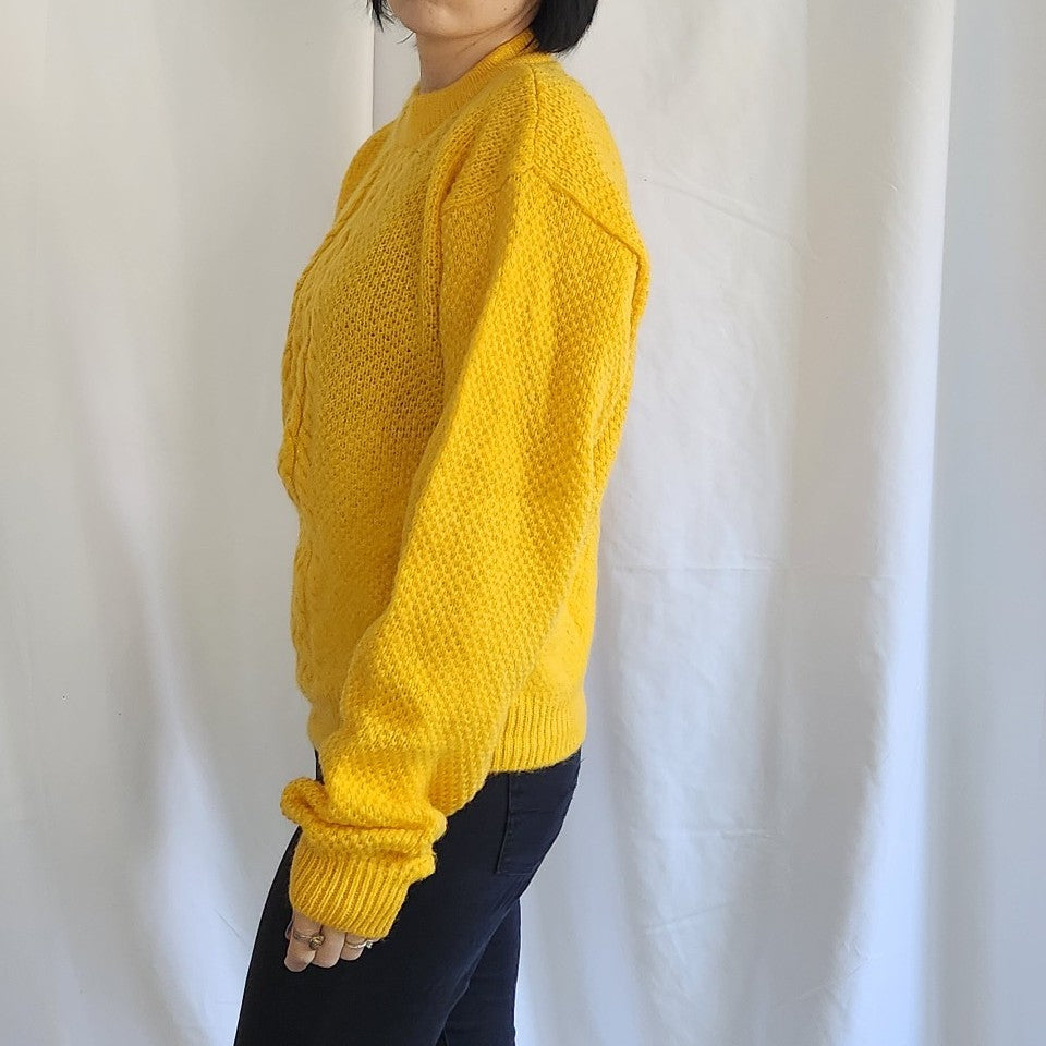 80s Bright Yellow Wool Sweater