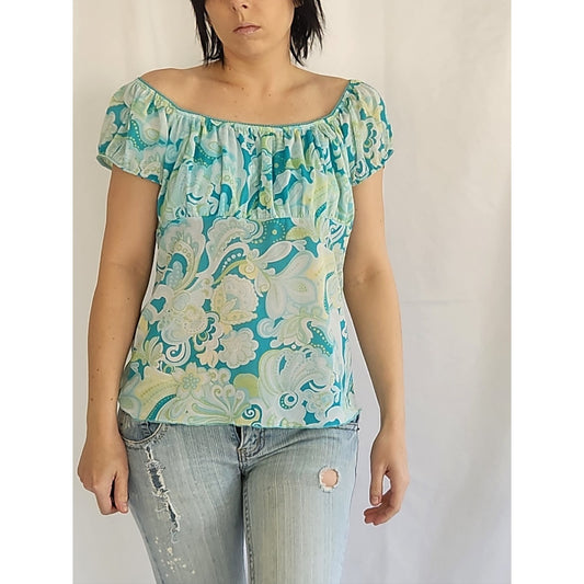 Y2K Blue and Green Top