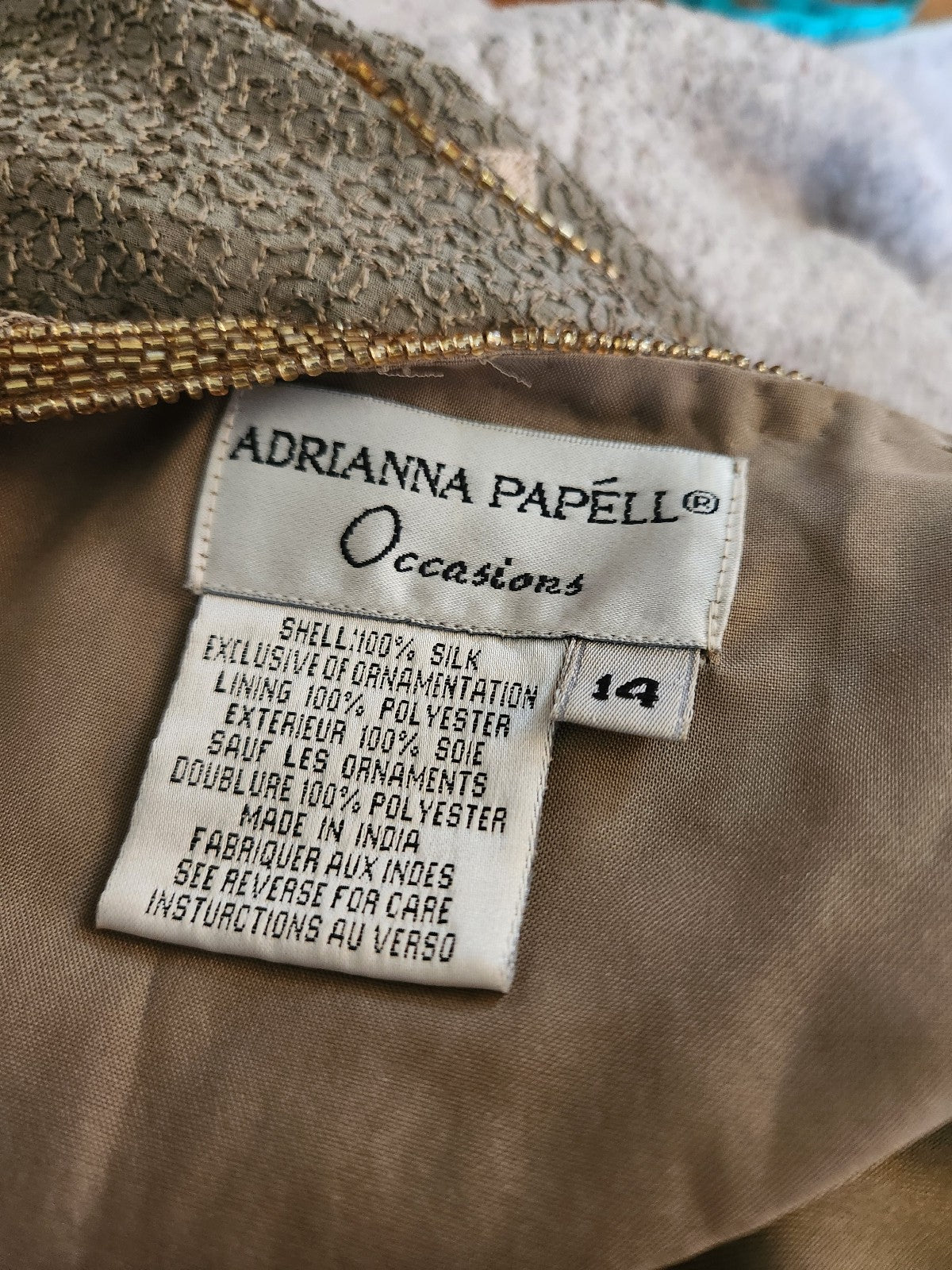 Olive and Beige Silk Beaded Skirt Set