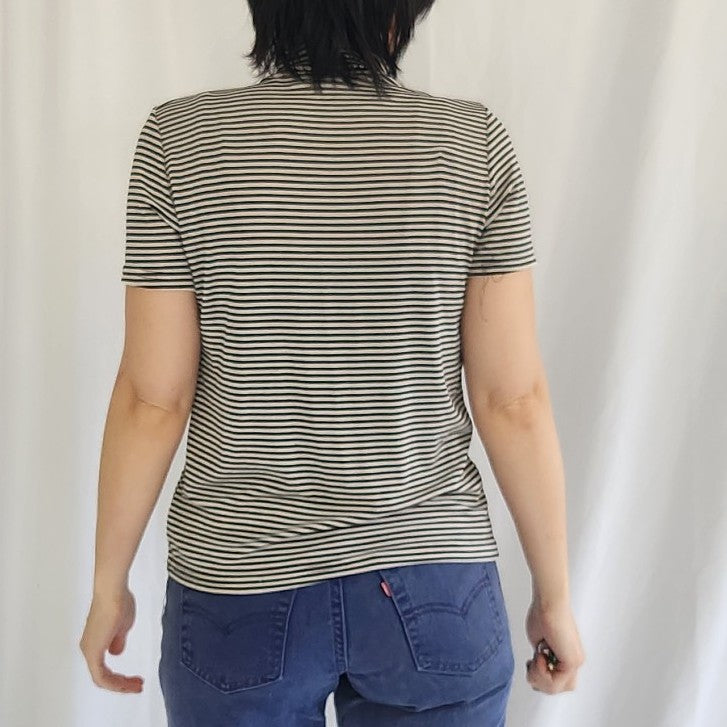 90s Black and Gray Mock Turtleneck Tee