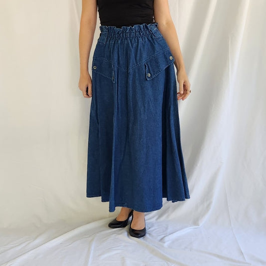 90s Denim A Line Maxi Skirt