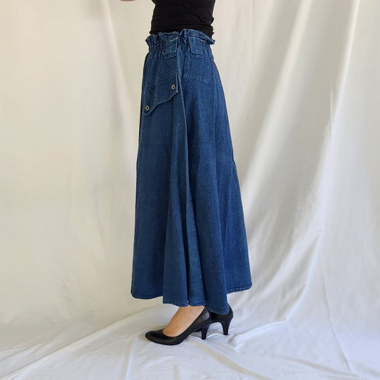 90s Denim A Line Maxi Skirt