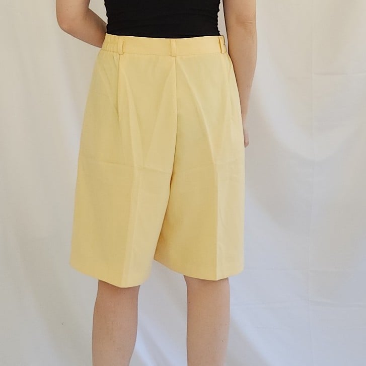 90s Yellow High Rise Pleated Shorts
