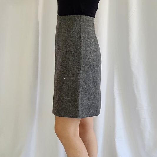 60s Gray Wool(?) Knee Length Skirt