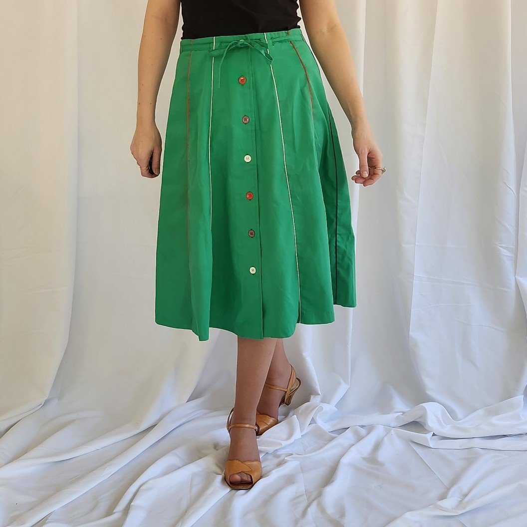70s/80s Green Button Down Skirt