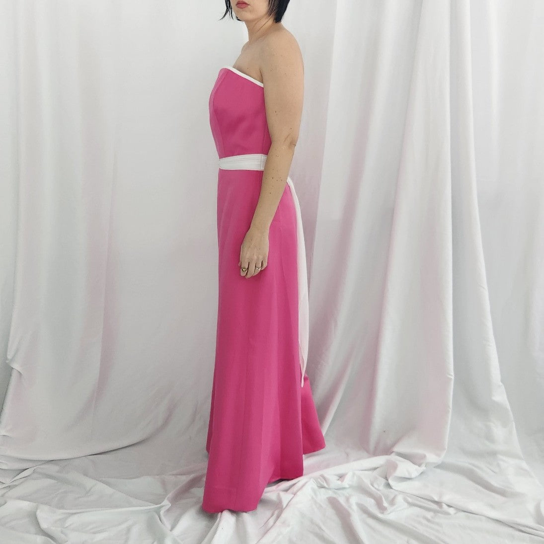 Y2K Pink and White Strapless Dress