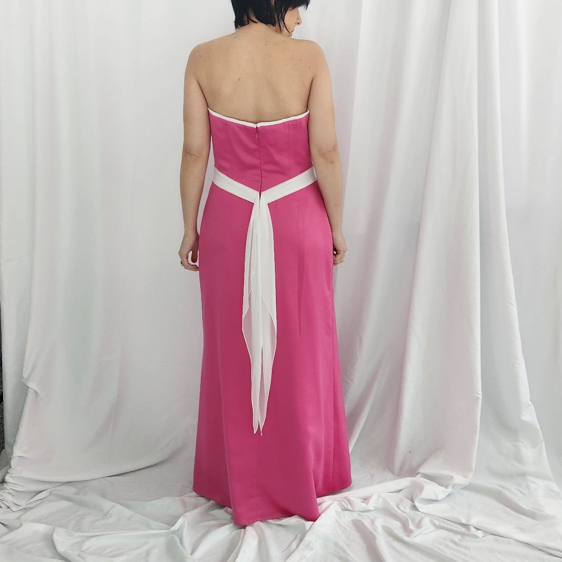 Y2K Pink and White Strapless Dress