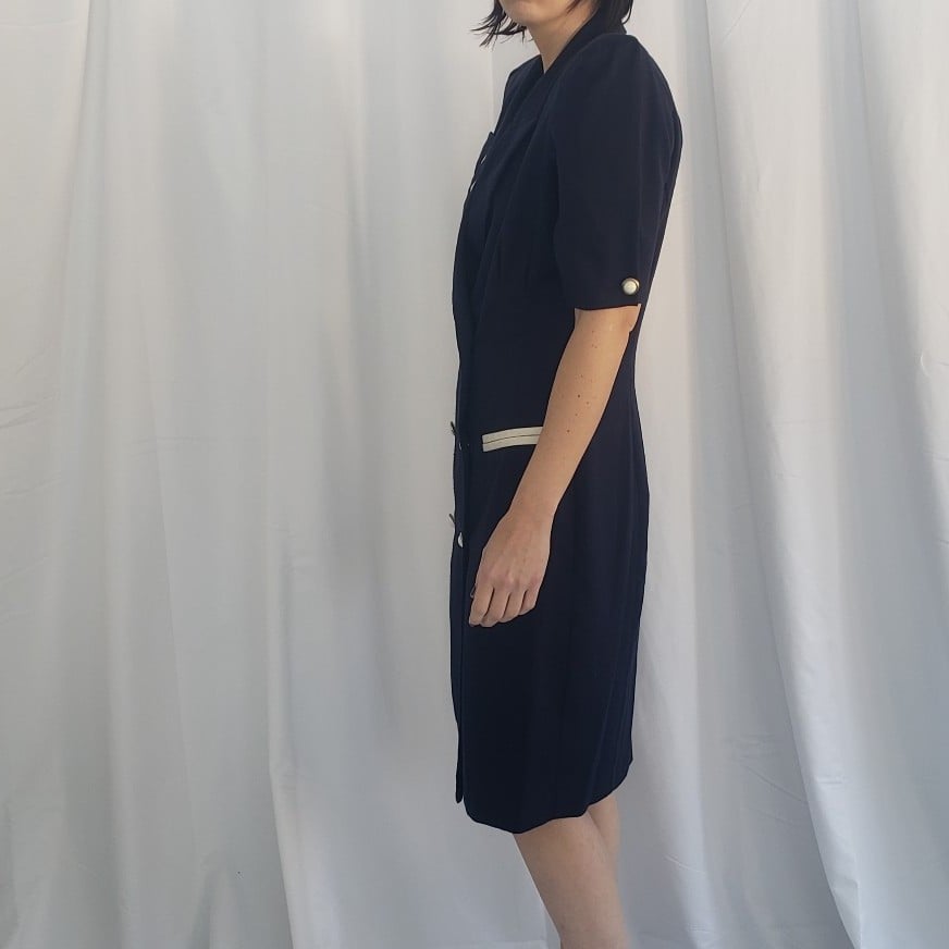 90s Blue Double Breasted Dress