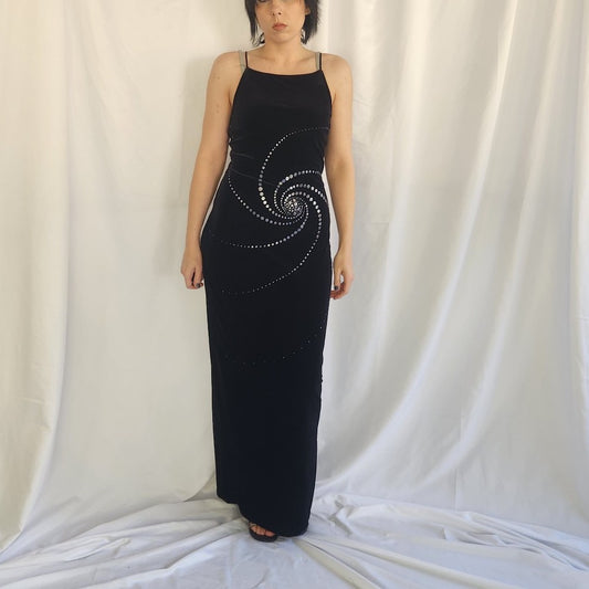 Y2K Slinky Black Velvet Gown
