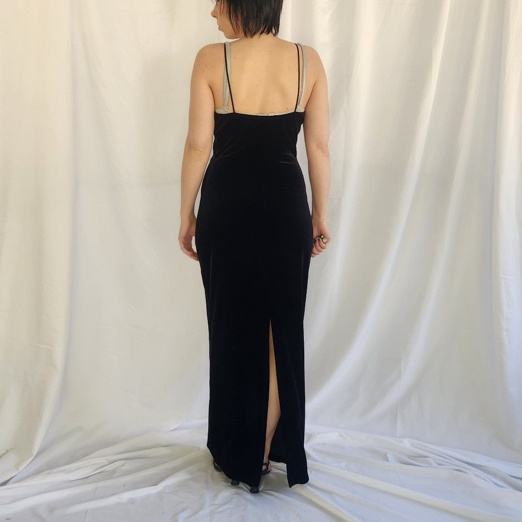 Y2K Slinky Black Velvet Gown