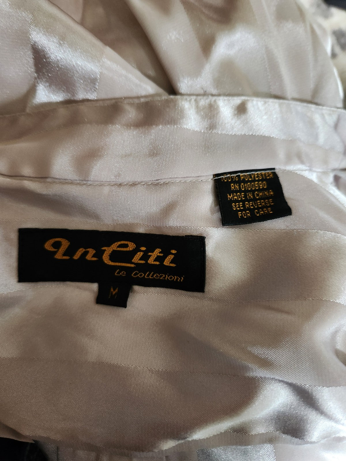 90s Beige Satin Striped Button Down Shirt