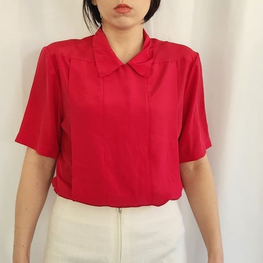 80s Fuchsia Short Sleeve Blouse