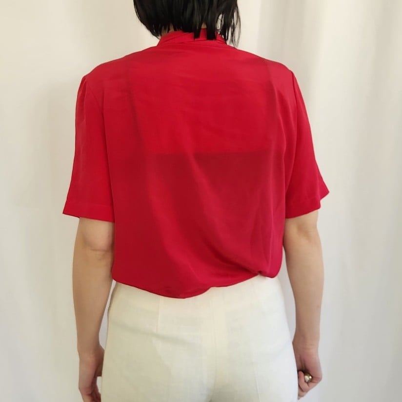 80s Fuchsia Short Sleeve Blouse