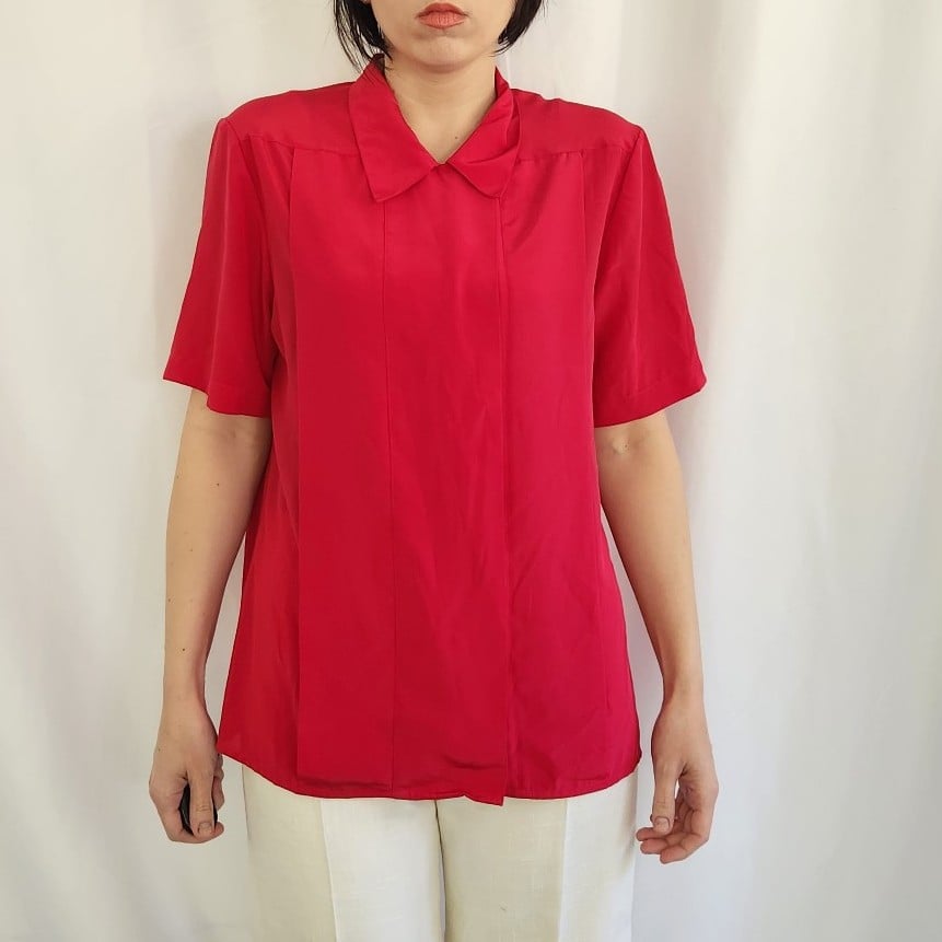 80s Fuchsia Short Sleeve Blouse