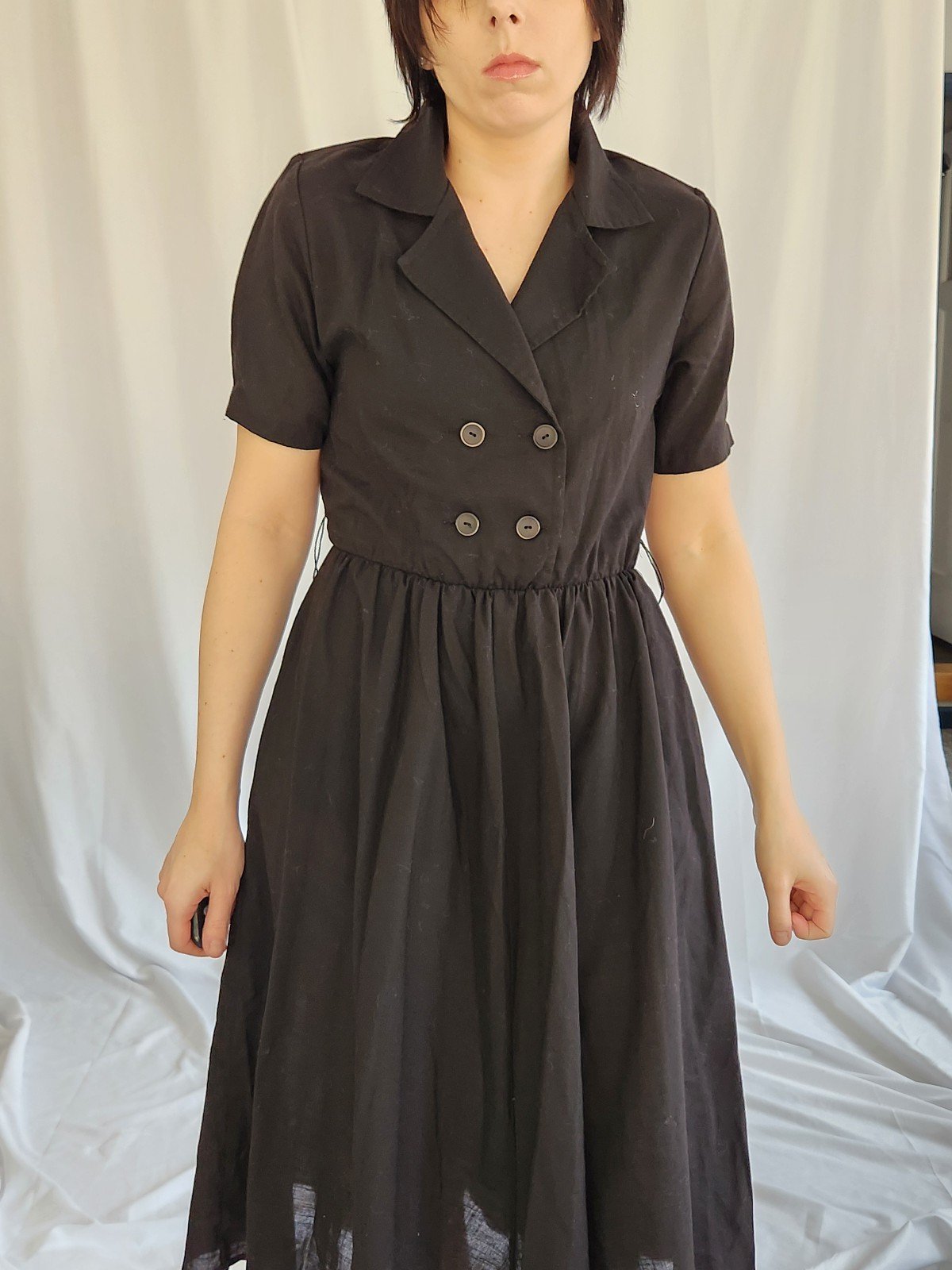 70s/80s Black Classic A-line Day Dress