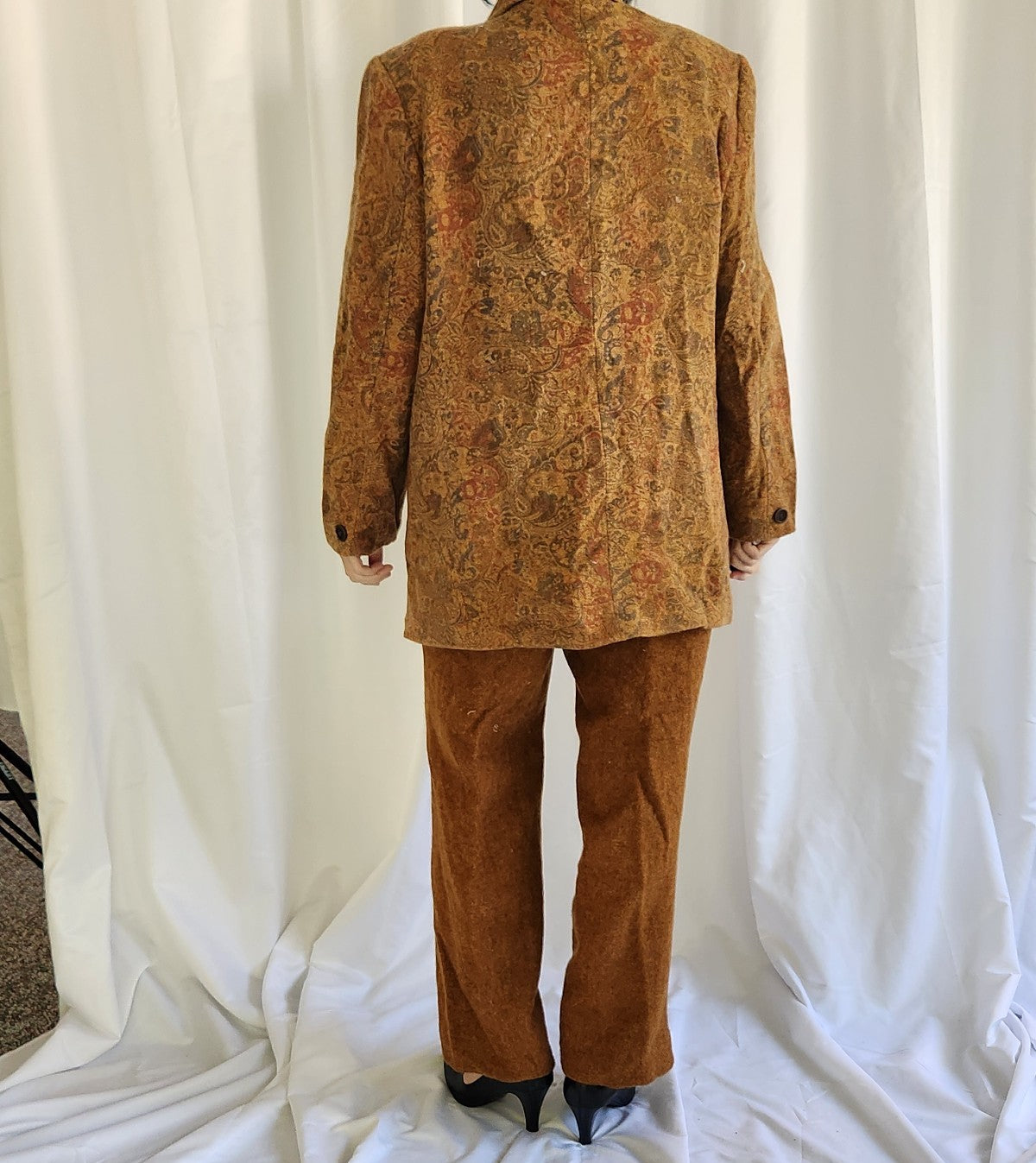 80s Yellow and Brown Wool Suit