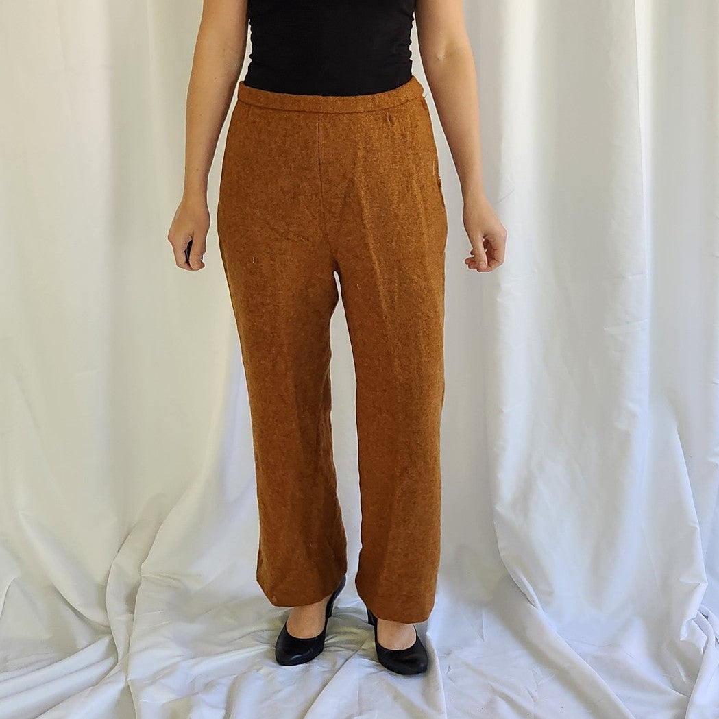 80s Yellow and Brown Wool Suit