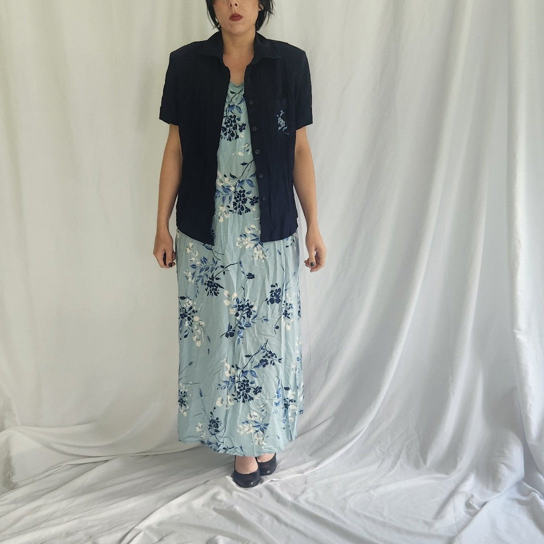 90s/00s Blue Floral Dress and Top Set