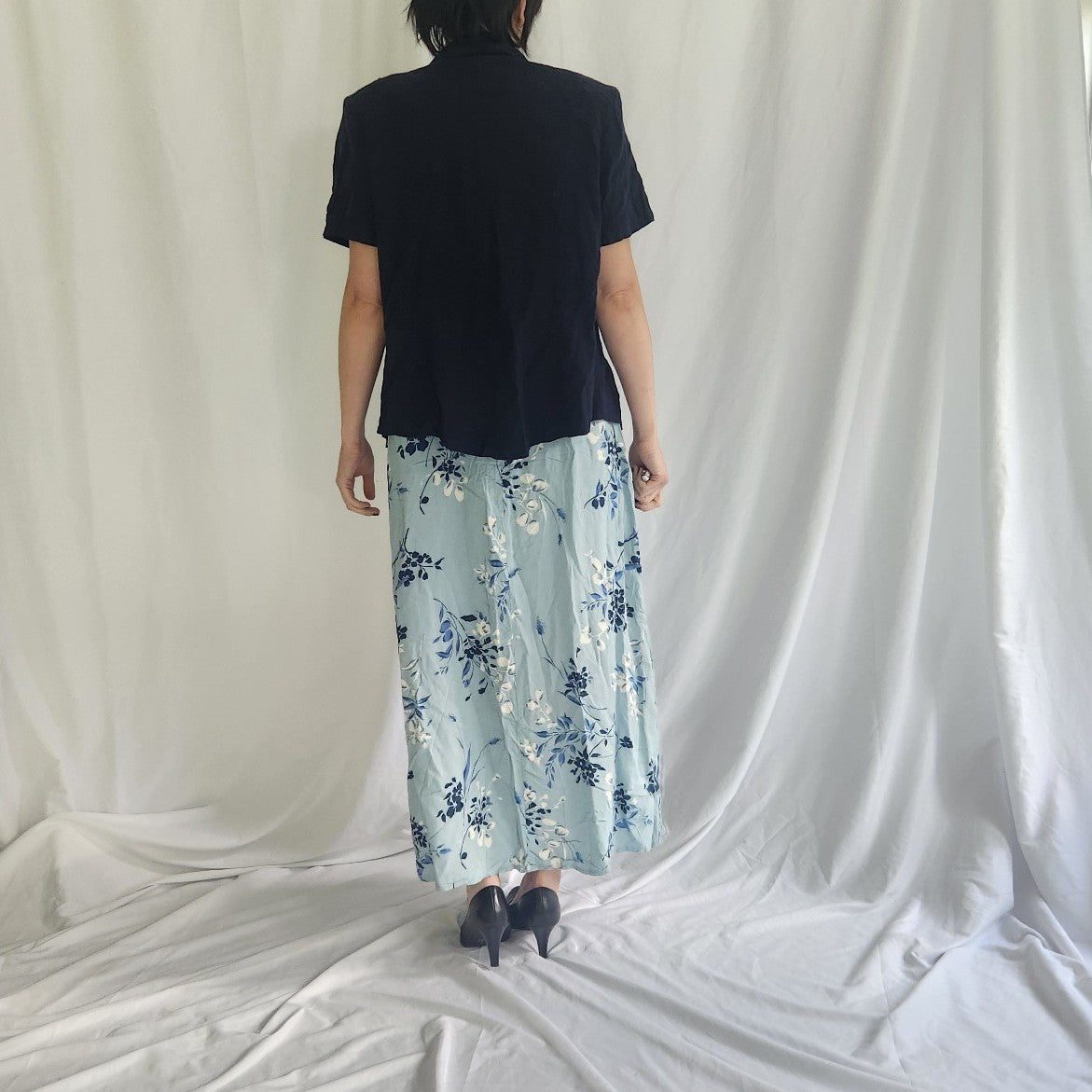 90s/00s Blue Floral Dress and Top Set
