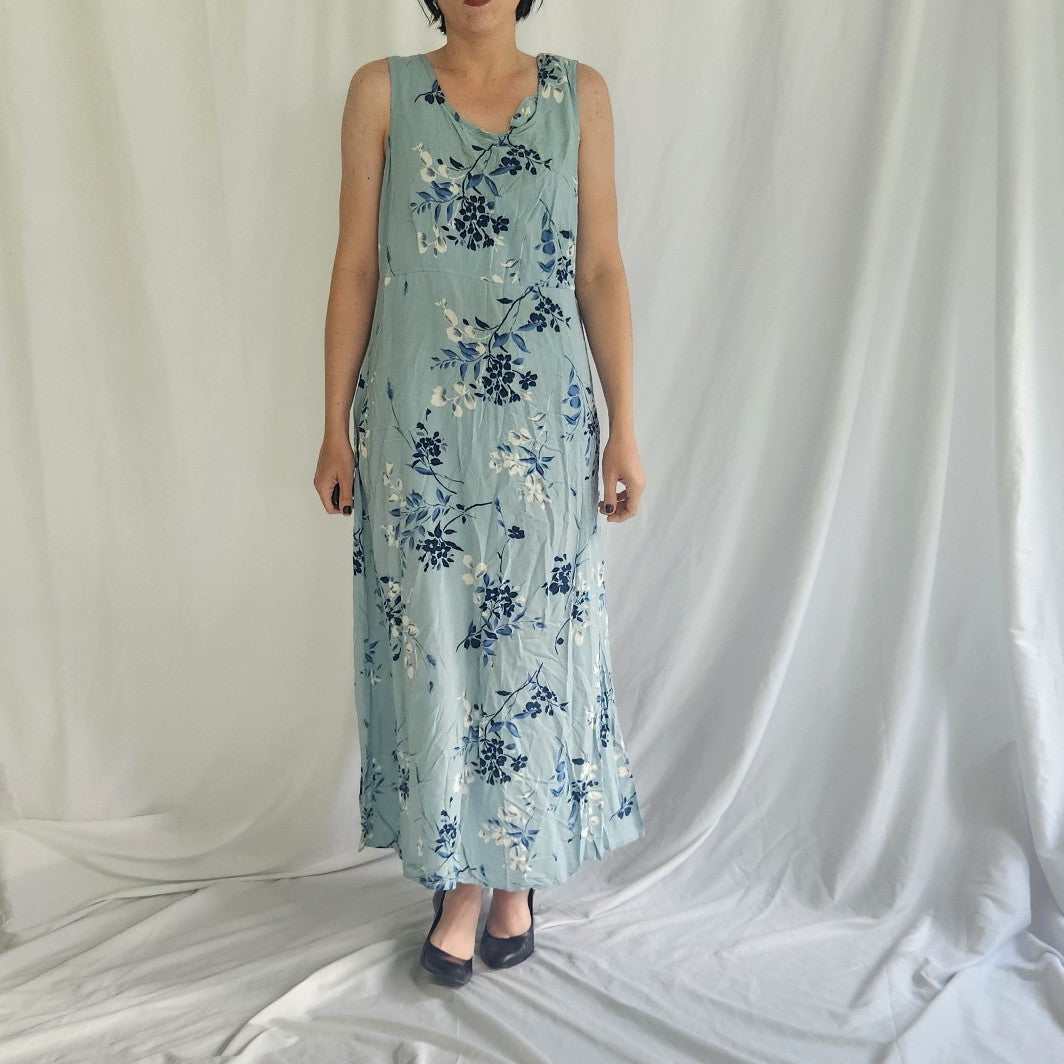 90s/00s Blue Floral Dress and Top Set
