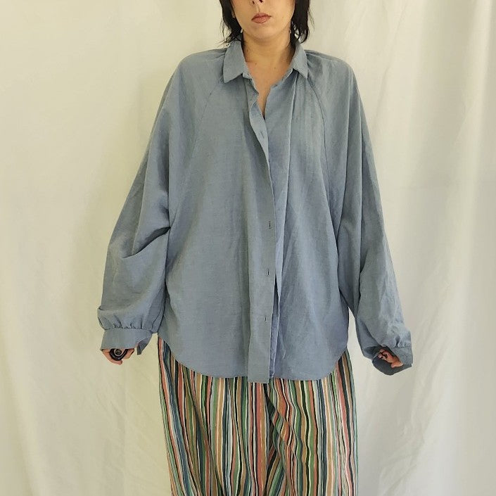 Vintage Blue Button Down Top