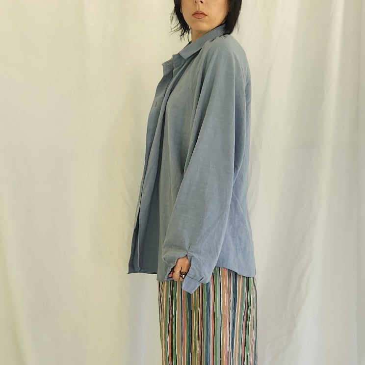 Vintage Blue Button Down Top