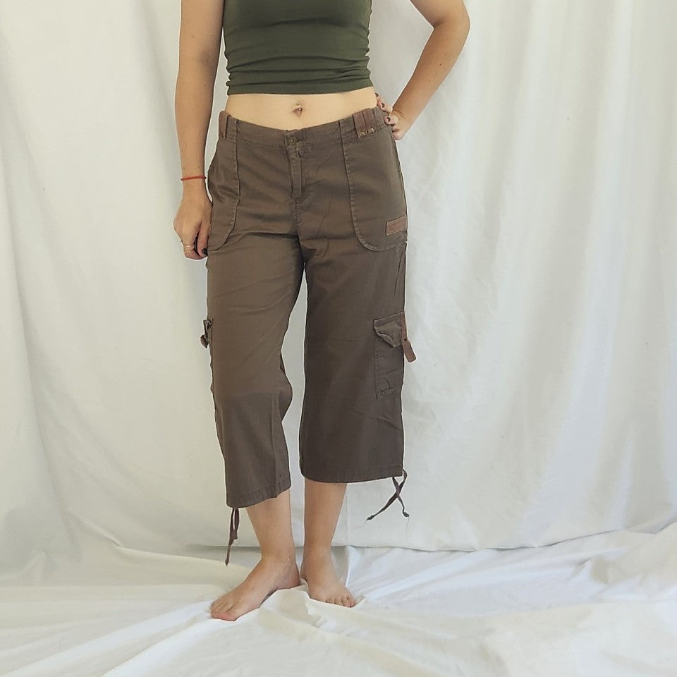 Y2K Paris Blues Brown Cargo Capris