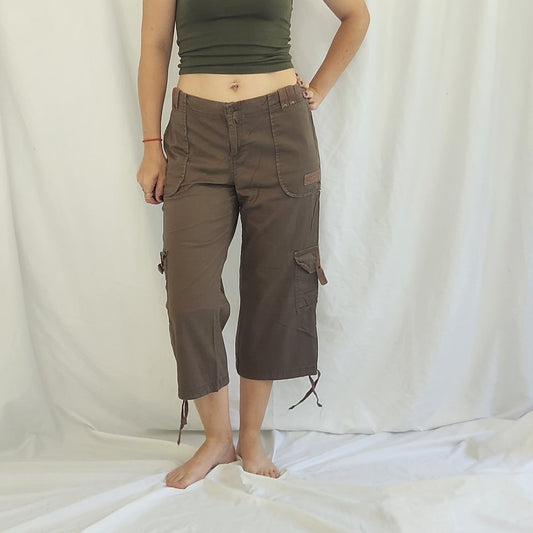 Y2K Paris Blues Brown Cargo Capris