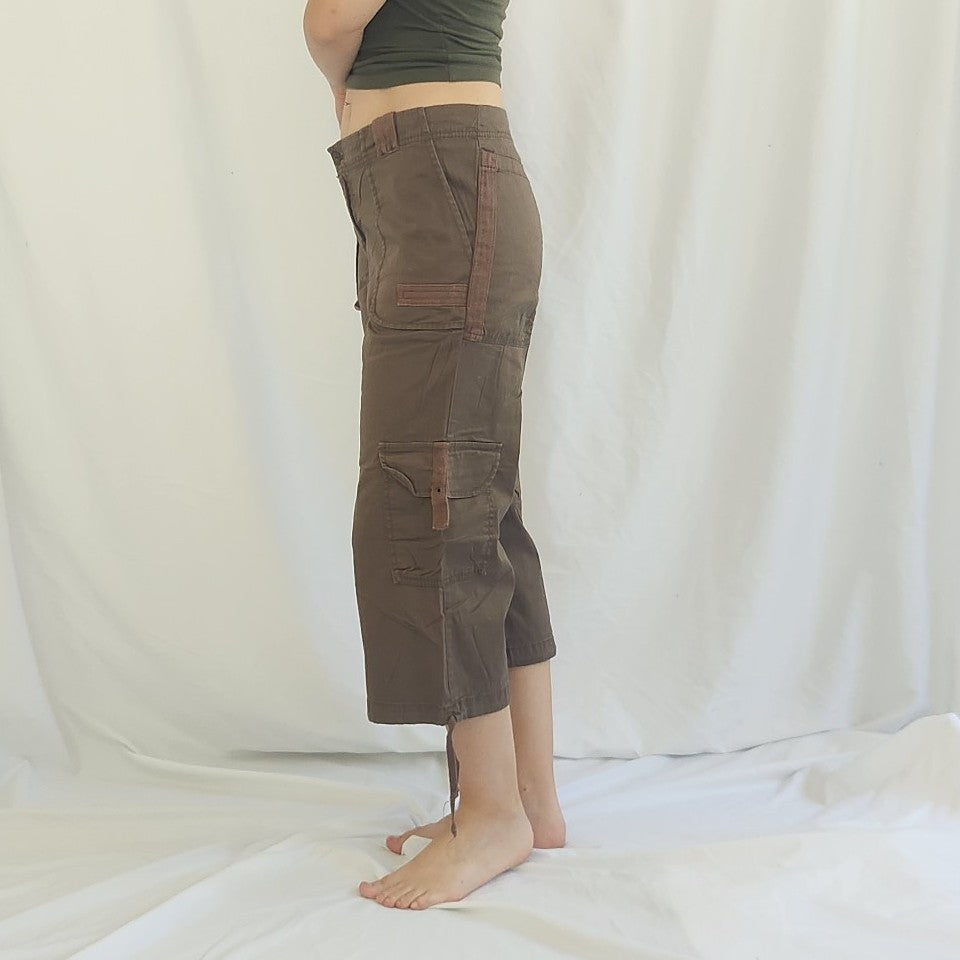 Y2K Paris Blues Brown Cargo Capris