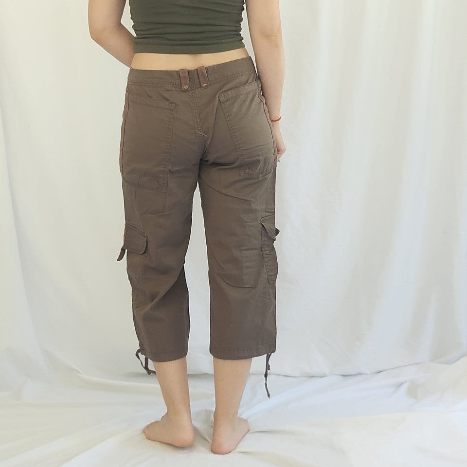 Y2K Paris Blues Brown Cargo Capris
