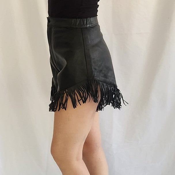 90s Leather Fringe Hot Pants