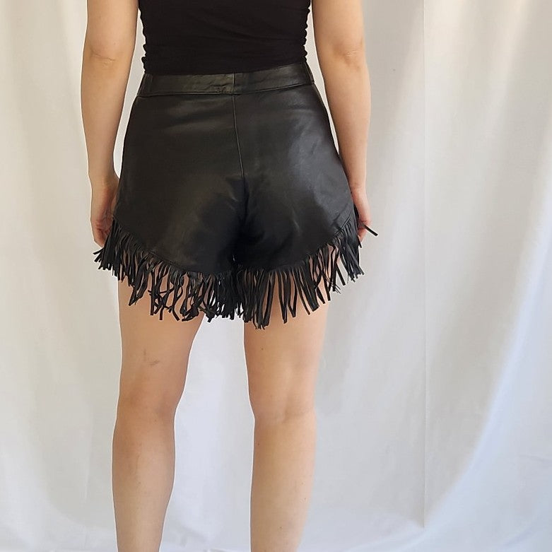 90s Leather Fringe Hot Pants