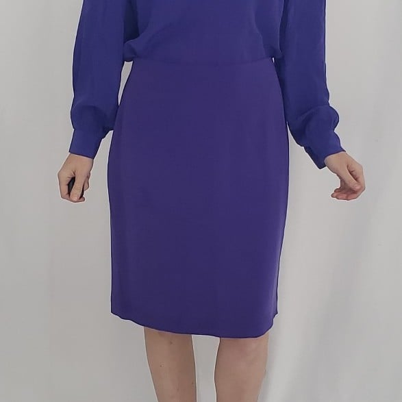 80s Purple Silk Pencil Skirt