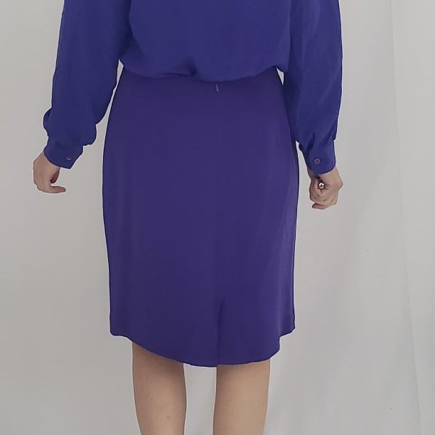 80s Purple Silk Pencil Skirt