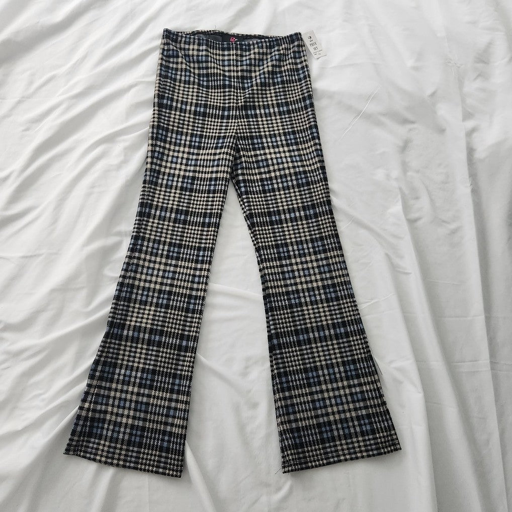 Y2K Deadstock Blue, Black, and Gray Plaid Pants