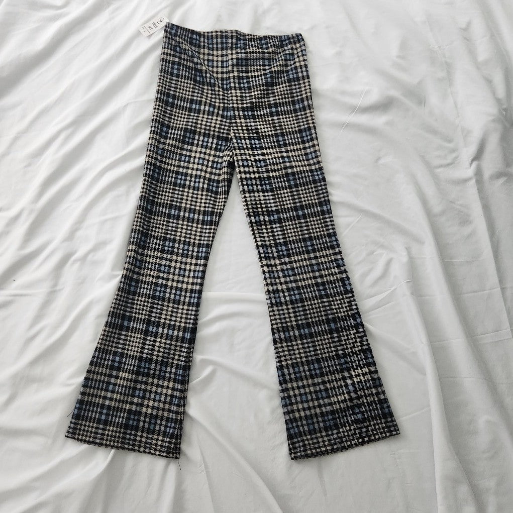 Y2K Deadstock Blue, Black, and Gray Plaid Pants