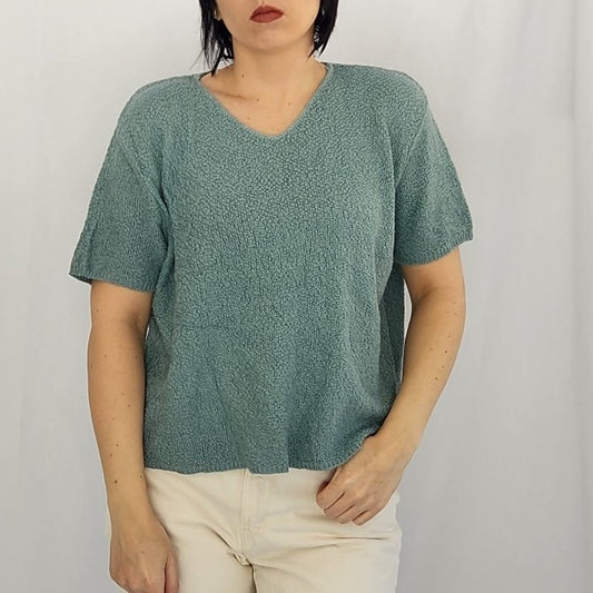 90s Green Knit Boxy Blouse