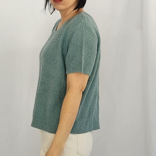 90s Green Knit Boxy Blouse