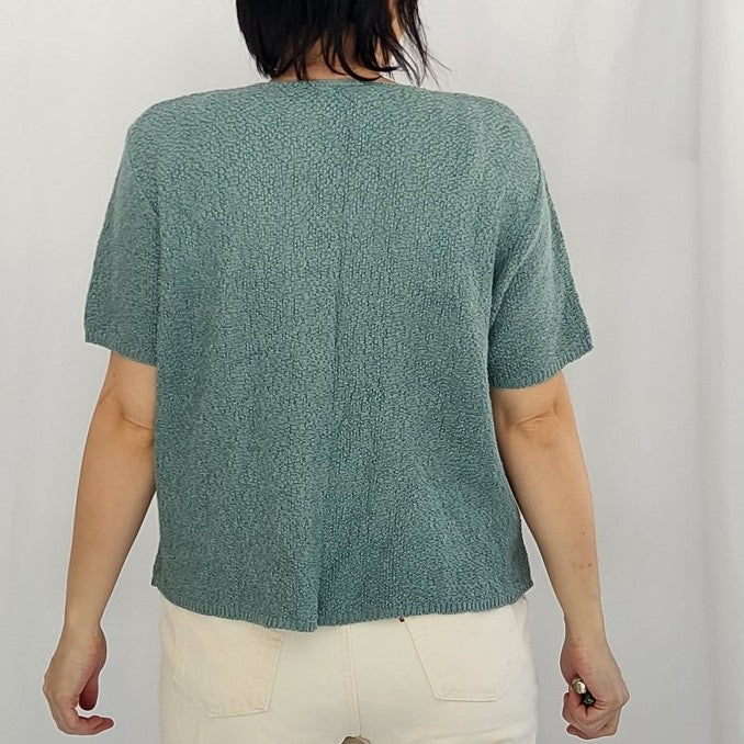 90s Green Knit Boxy Blouse