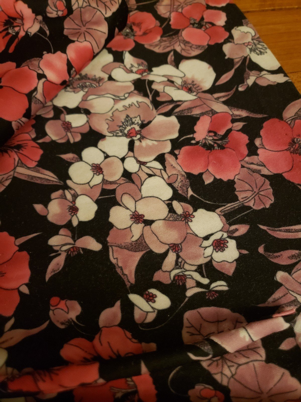 70s Hand Made Black and Pink Floral Top