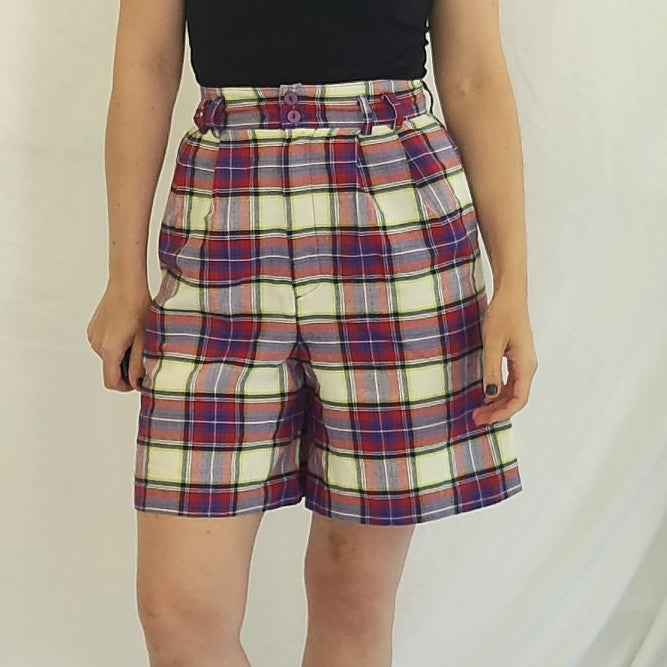 90s Red, Purple, and  White High Waisted Shorts