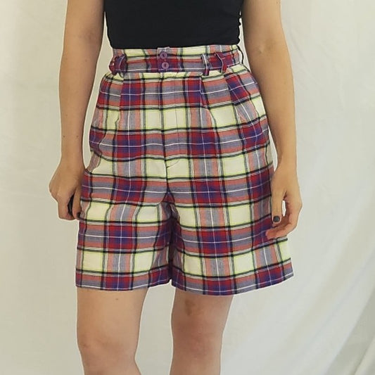 90s Red, Purple, and  White High Waisted Shorts