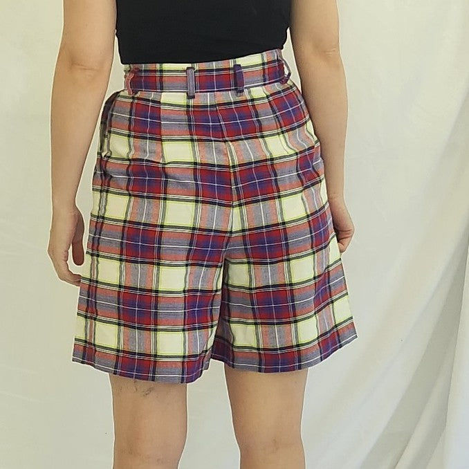 90s Red, Purple, and  White High Waisted Shorts