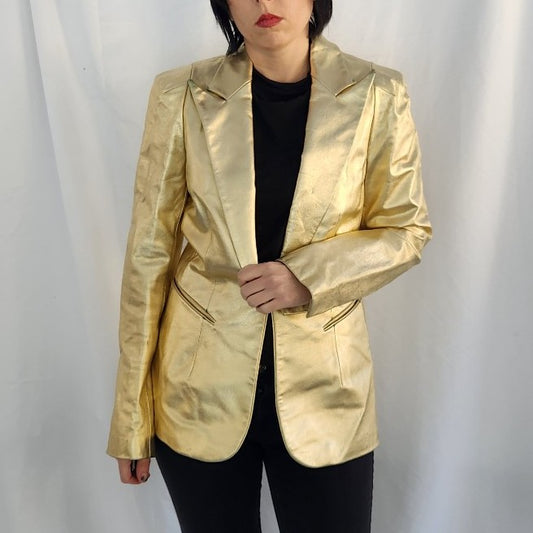 90s Gold Leather Blazer